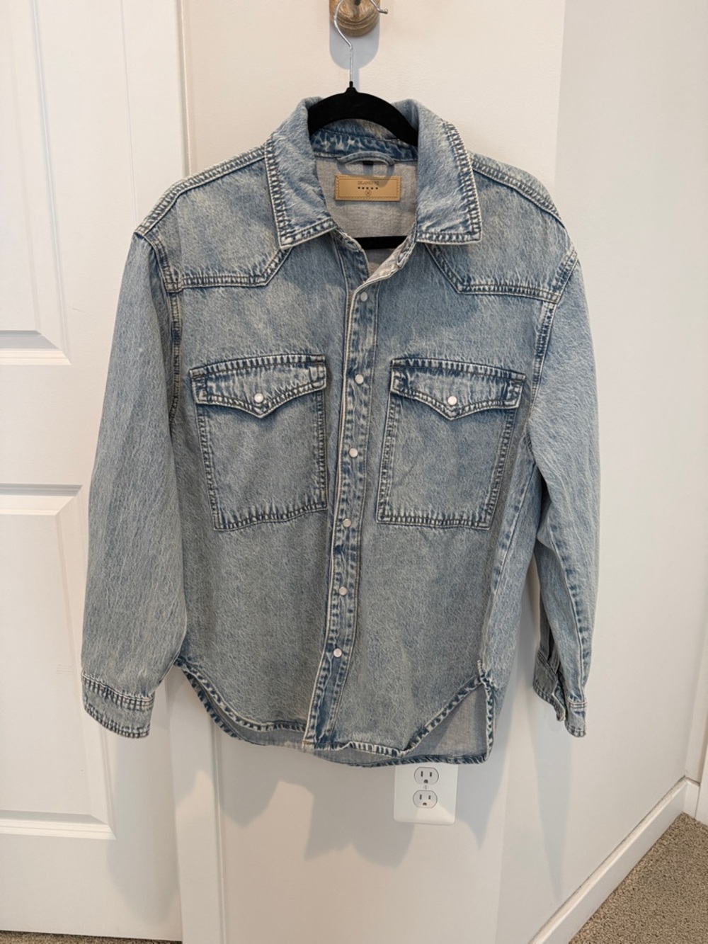 Blank NYC Light Wash Denim Western Shirt Jacket